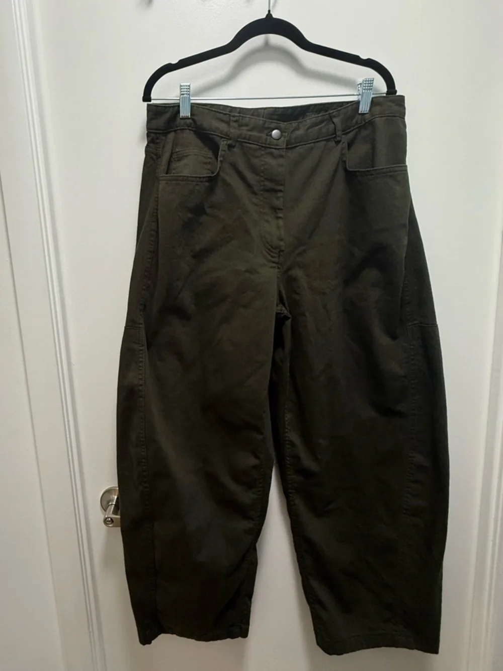 Zara Olive Green Balloon Jeans Denim Trousers - Picture 11 of 16